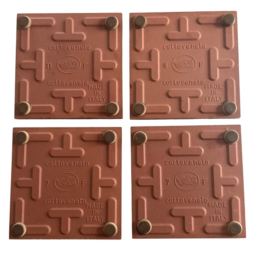 Vintage Italian Cottoveneto Red‎ Chili Pepper Ceramic Tile Coaster Set of 4
